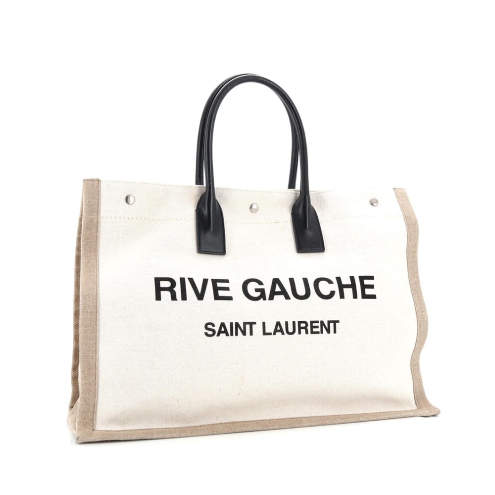 SAINT LAURENT
Rive Gauche leather-trimmed printed canvas tote